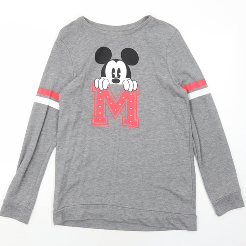 Disney Womens Grey Polyester Pullover Sweatshirt Size 8 Pullover - Mickey Mouse