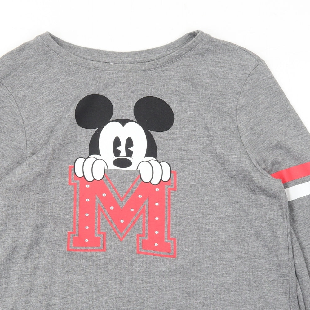 Disney Womens Grey Polyester Pullover Sweatshirt Size 8 Pullover - Mickey Mouse