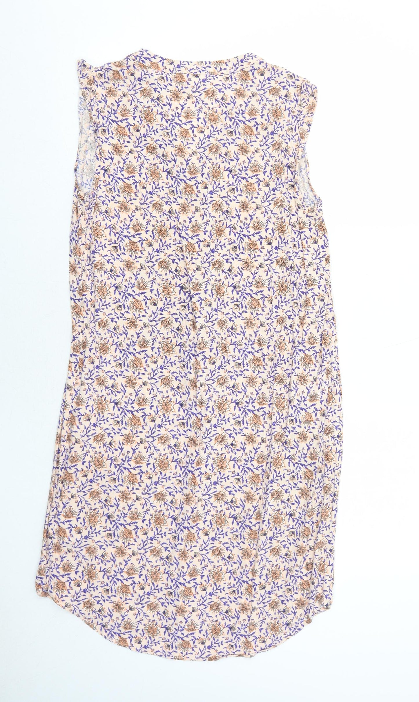 H&M Womens Pink Floral Viscose A-Line Size 10 V-Neck Pullover