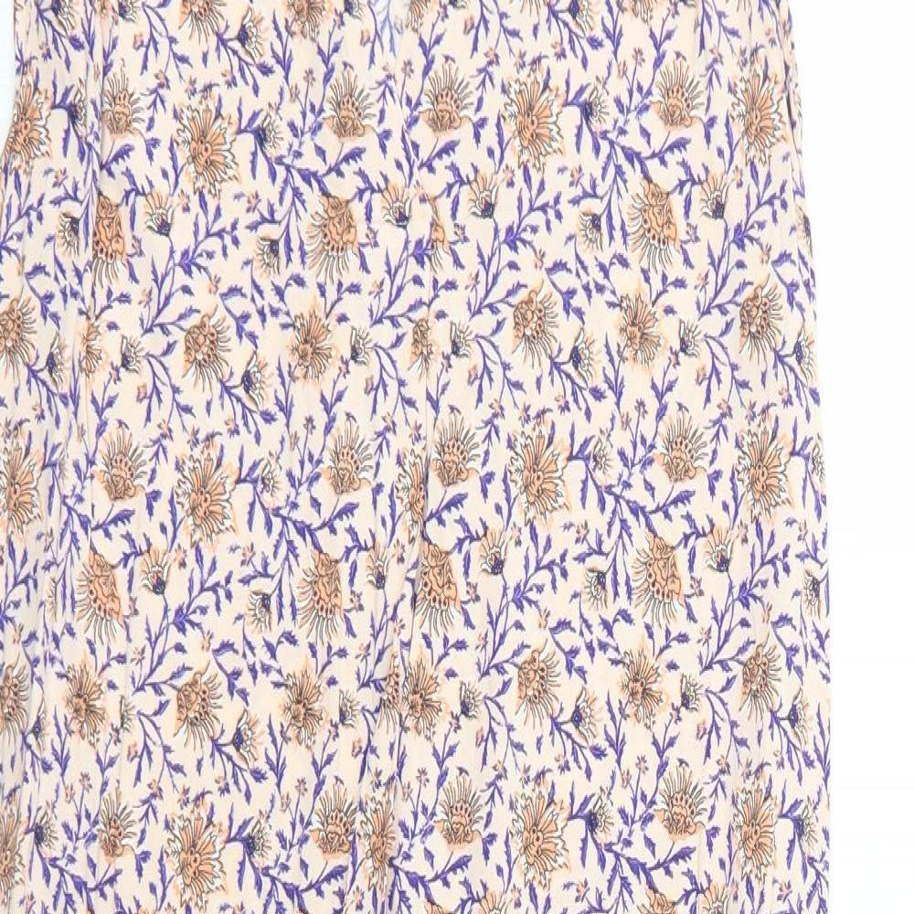 H&M Womens Pink Floral Viscose A-Line Size 10 V-Neck Pullover