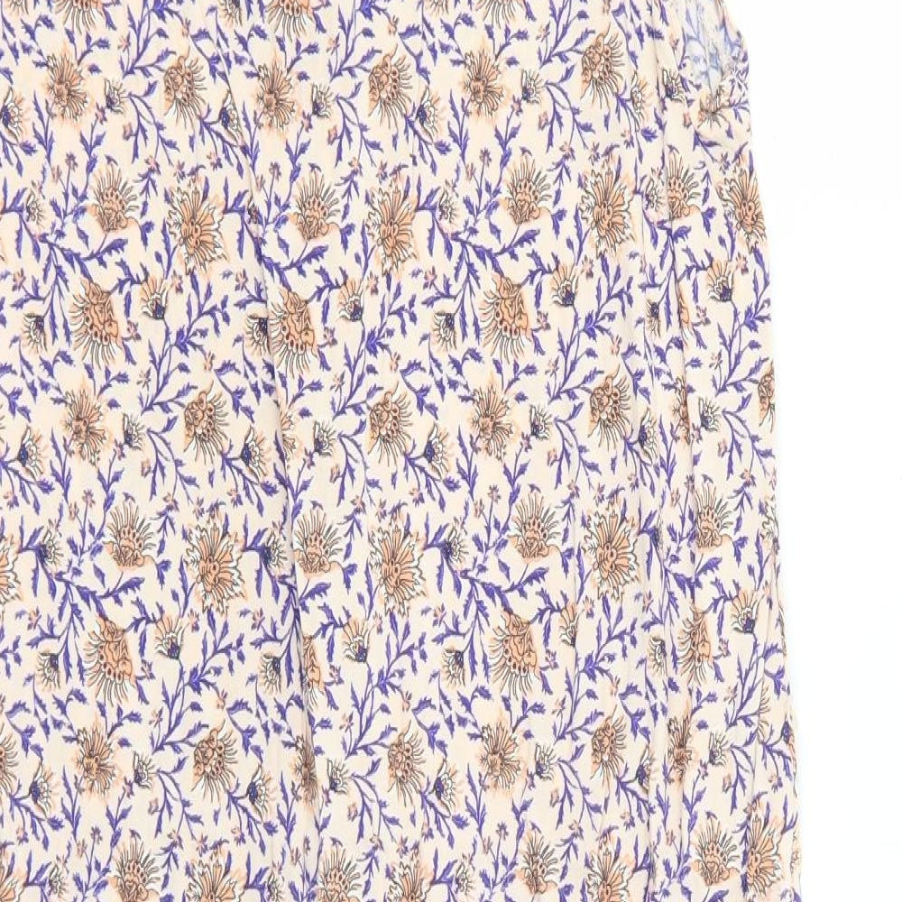 H&M Womens Pink Floral Viscose A-Line Size 10 V-Neck Pullover