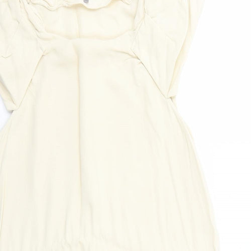 Uterque Womens Ivory Viscose Trapeze & Swing Size M Round Neck Pullover