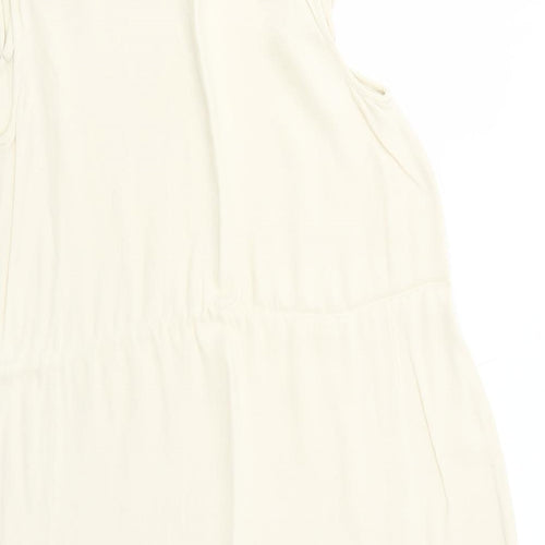 Uterque Womens Ivory Viscose Trapeze & Swing Size M Round Neck Pullover