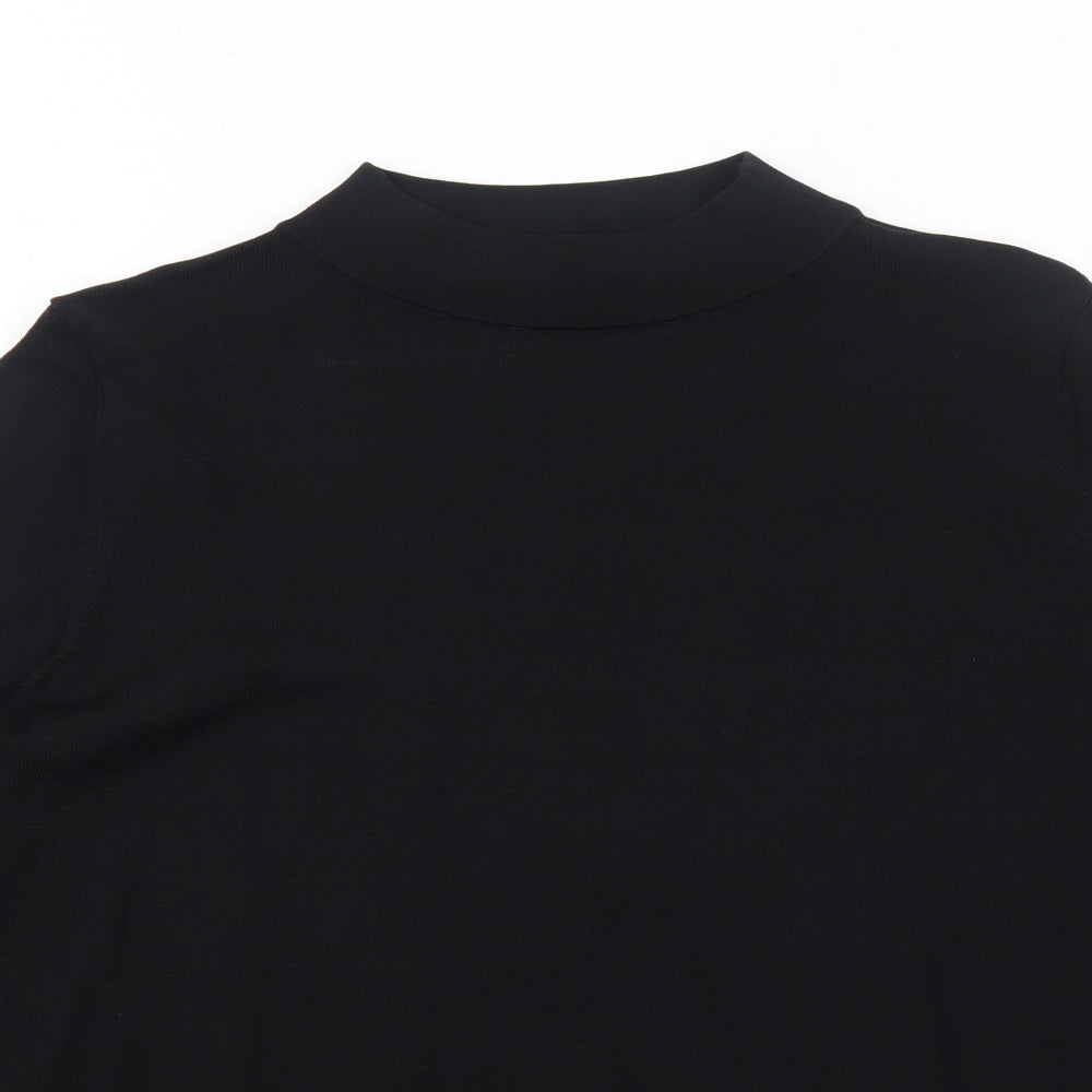 Marks and Spencer Womens Black Mock Neck Viscose Pullover Jumper Size 12
