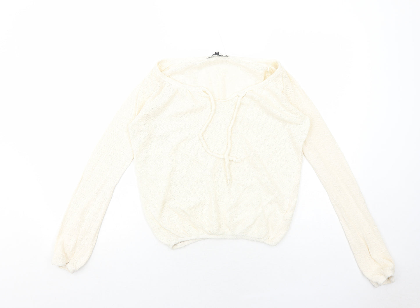 River Island Womens Ivory Round Neck Cotton Pullover Jumper Size 8