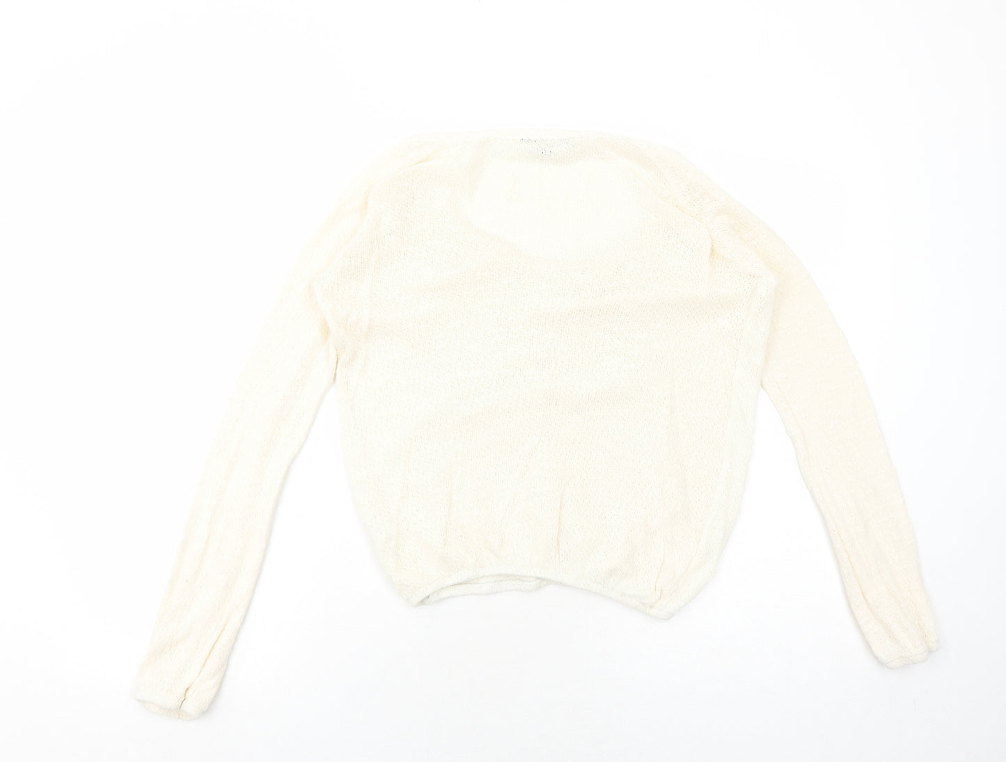 River Island Womens Ivory Round Neck Cotton Pullover Jumper Size 8