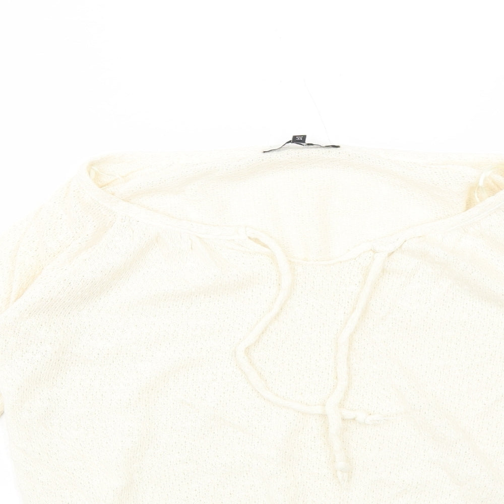 River Island Womens Ivory Round Neck Cotton Pullover Jumper Size 8