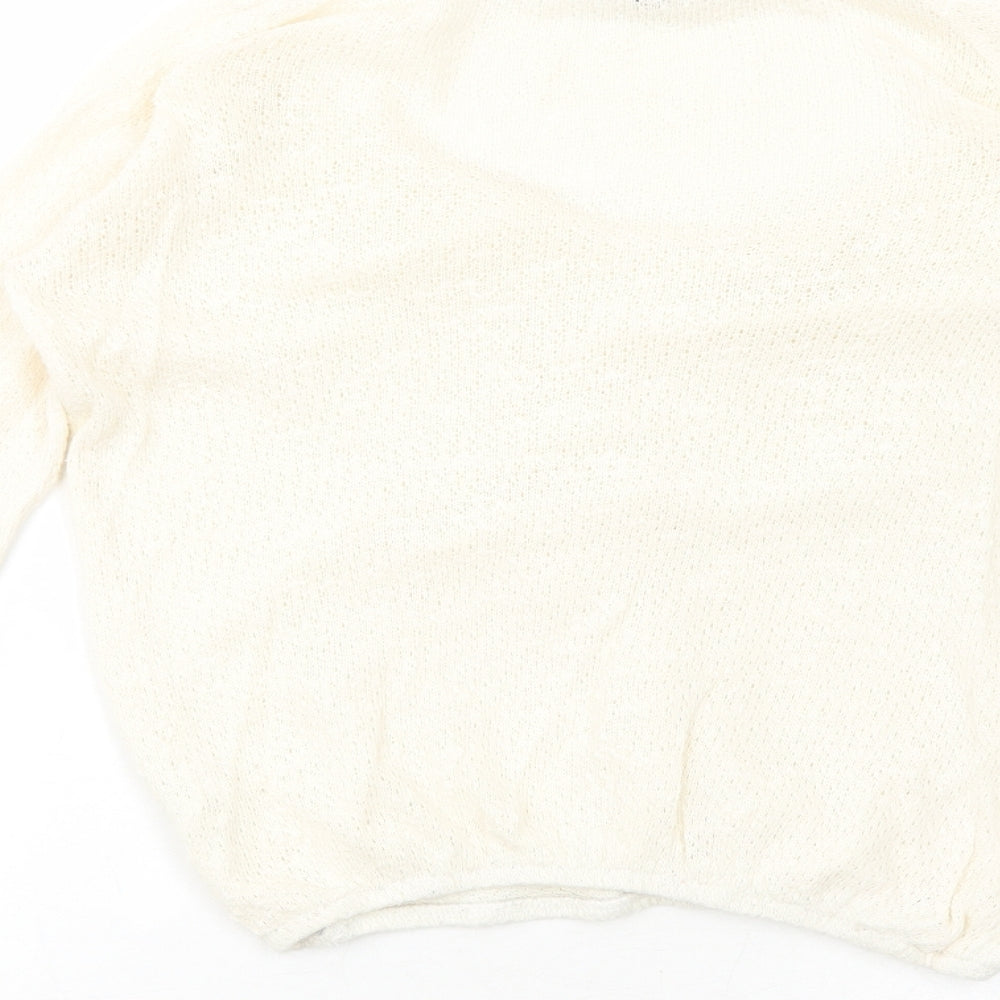 River Island Womens Ivory Round Neck Cotton Pullover Jumper Size 8