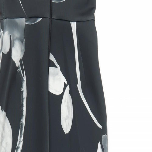 ASOS Womens Black Floral Polyester Bodycon Size 4 One Shoulder Zip
