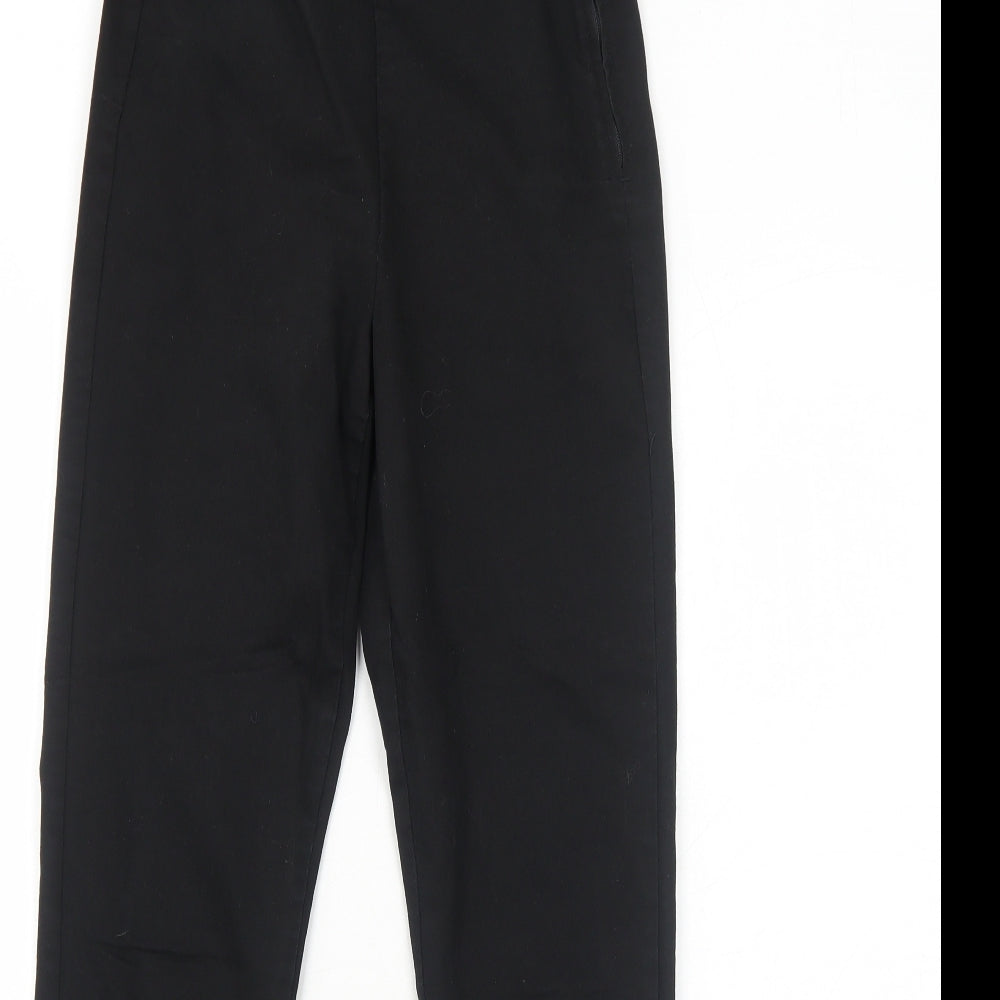 H&M Womens Black Cotton Trousers Size 10 Regular Zip