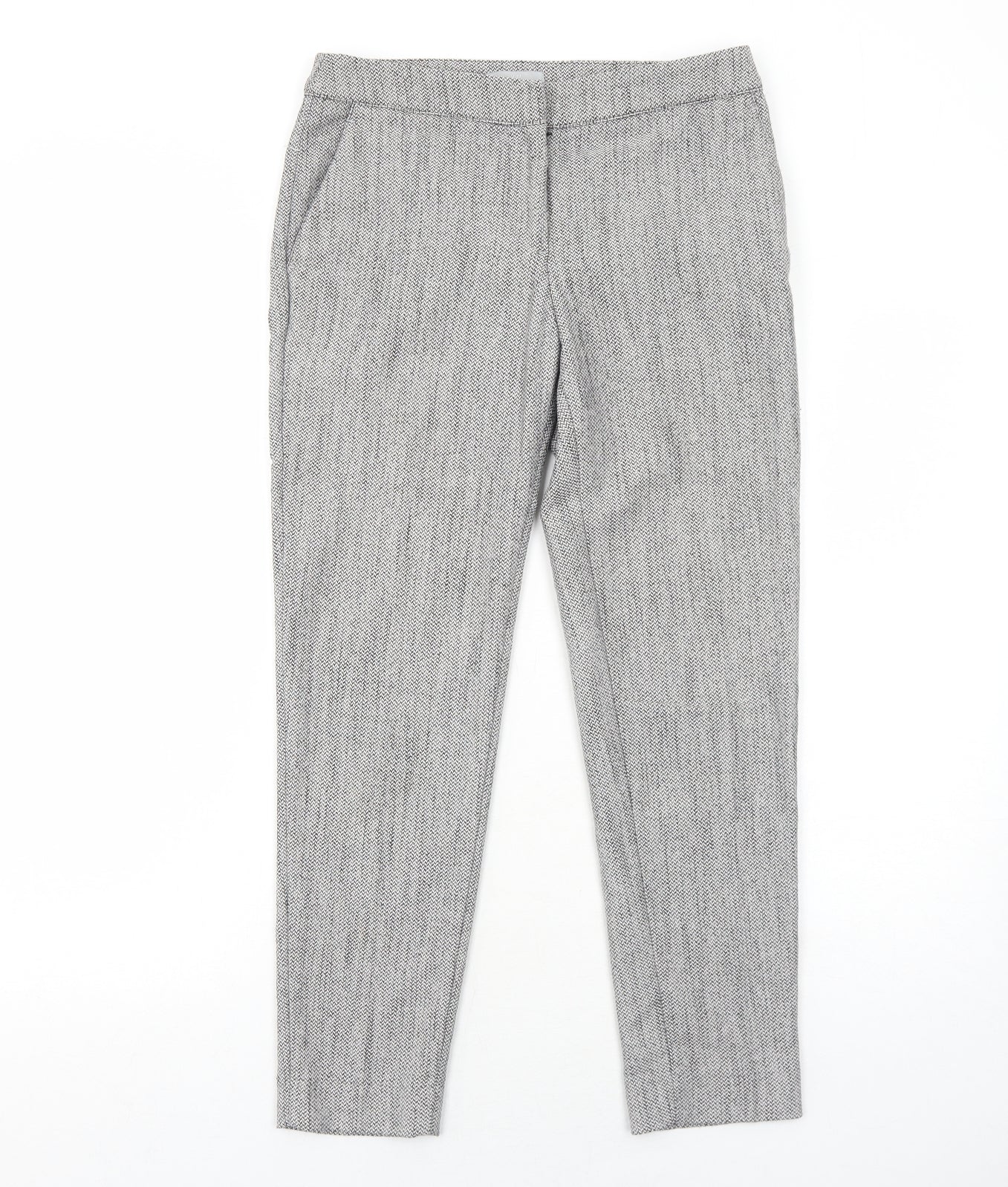 H&M Womens Grey Polyester Trousers Size 6 Regular Zip