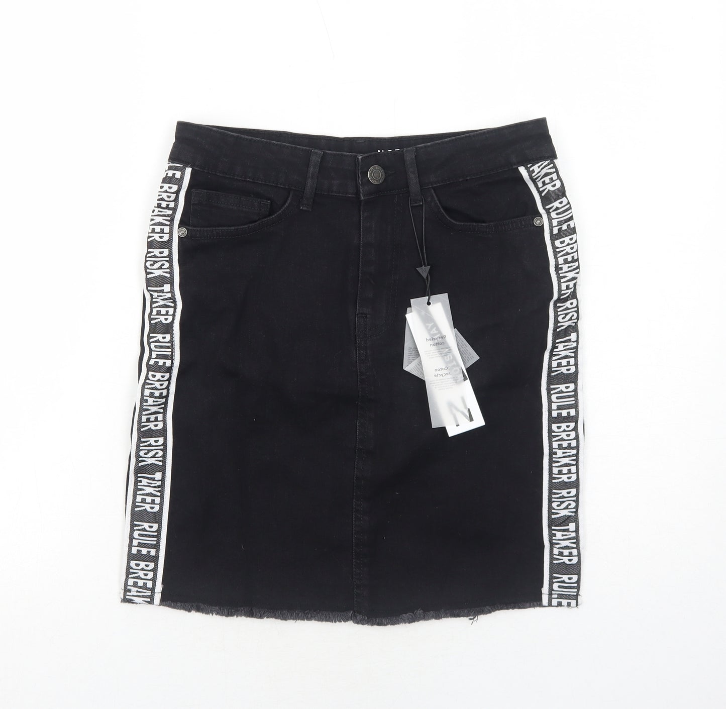 Noisy may Womens Black Cotton A-Line Skirt Size M Zip - Risk Taker Rule Breaker