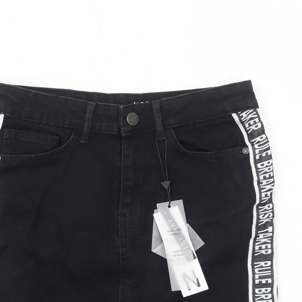 Noisy may Womens Black Cotton A-Line Skirt Size M Zip - Risk Taker Rule Breaker