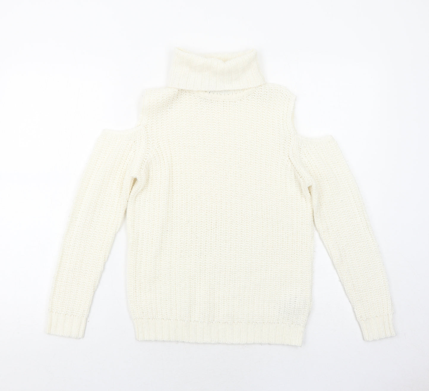 New Look Girls Ivory Round Neck Acrylic Pullover Jumper Size 9 Years Pullover - Cold Shoulder