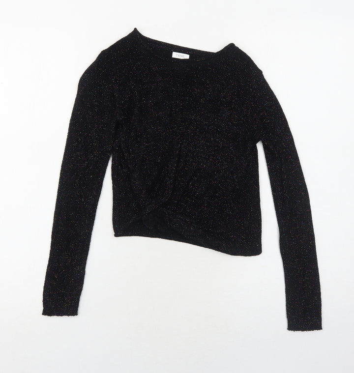 NEXT Girls Black Boat Neck Viscose Pullover Jumper Size 6 Years Pullover - Twist Detail