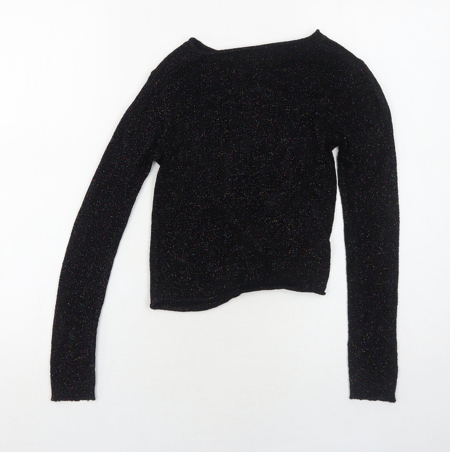 NEXT Girls Black Boat Neck Viscose Pullover Jumper Size 6 Years Pullover - Twist Detail