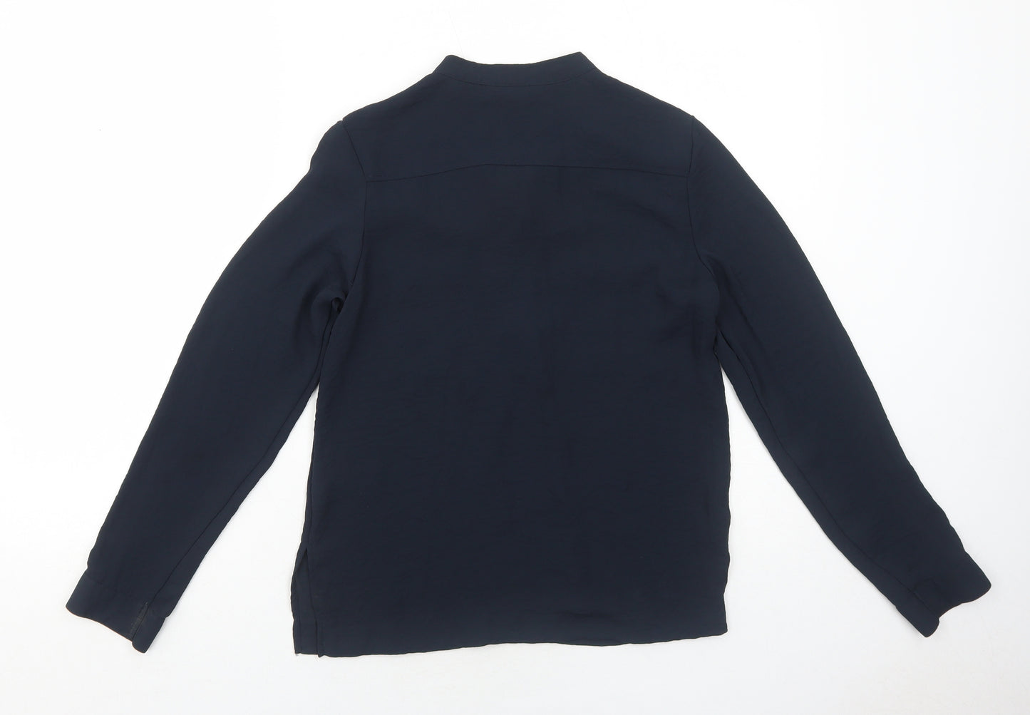 H&M Womens Blue Polyester Basic Blouse Size 4 Round Neck