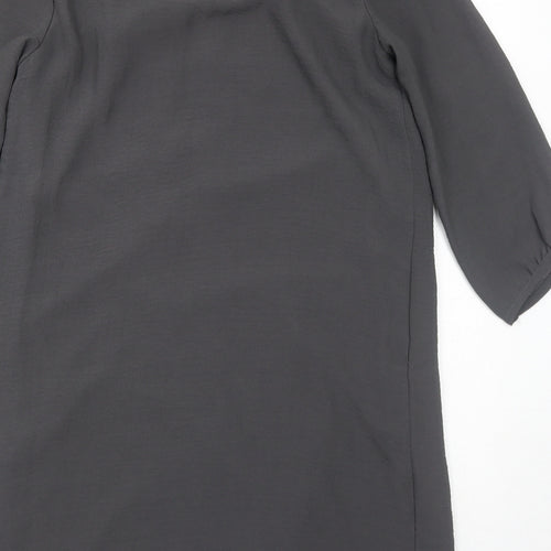 H&M Womens Grey Polyester A-Line Size 8 Round Neck Zip