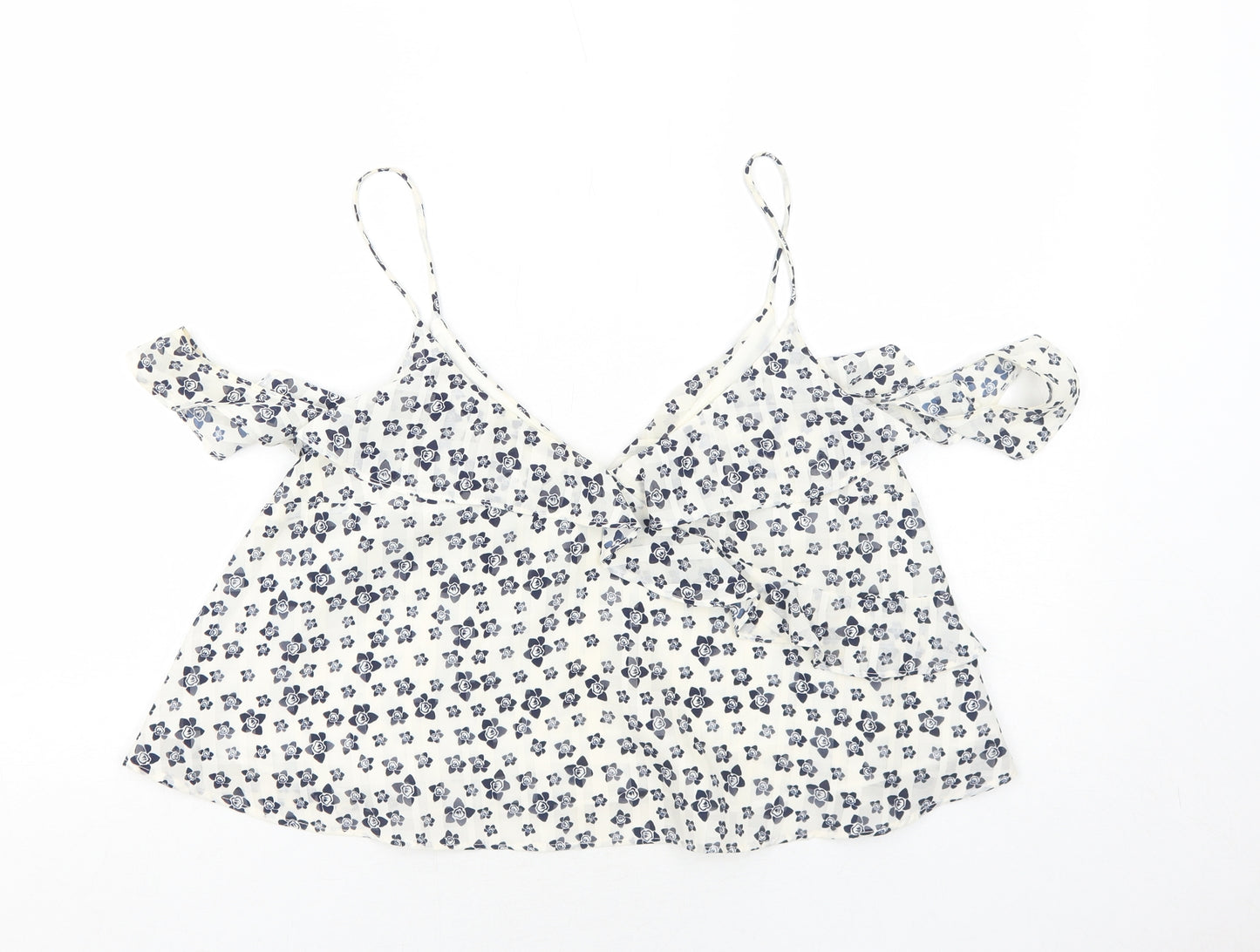 Topshop Womens White Floral Polyester Camisole Tank Size 14 V-Neck