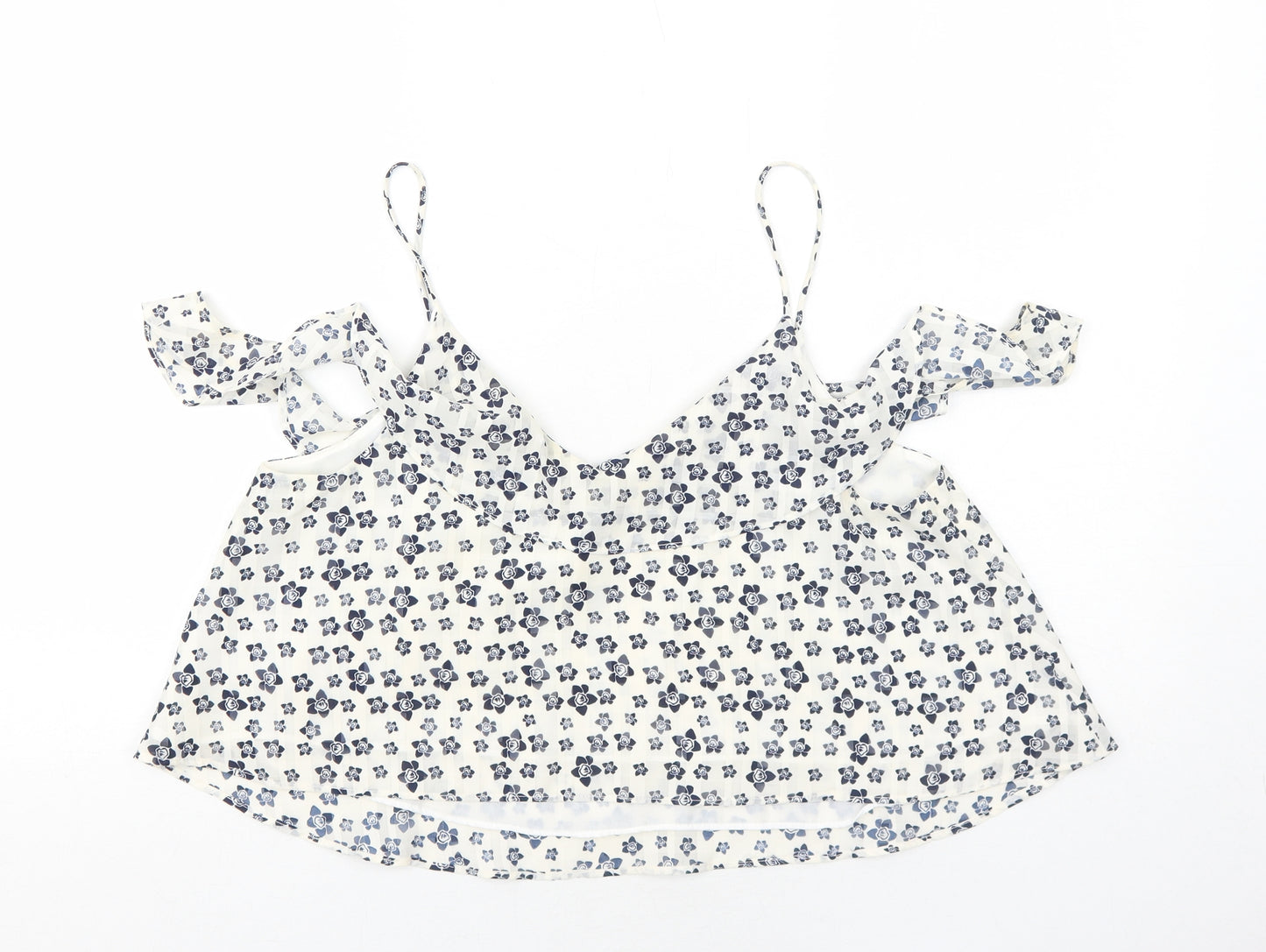 Topshop Womens White Floral Polyester Camisole Tank Size 14 V-Neck