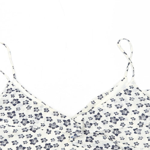 Topshop Womens White Floral Polyester Camisole Tank Size 14 V-Neck