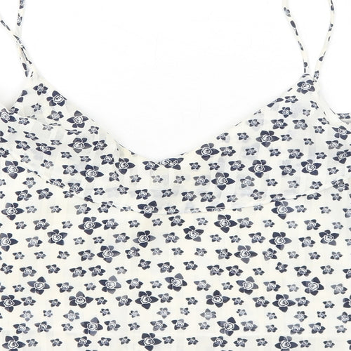 Topshop Womens White Floral Polyester Camisole Tank Size 14 V-Neck