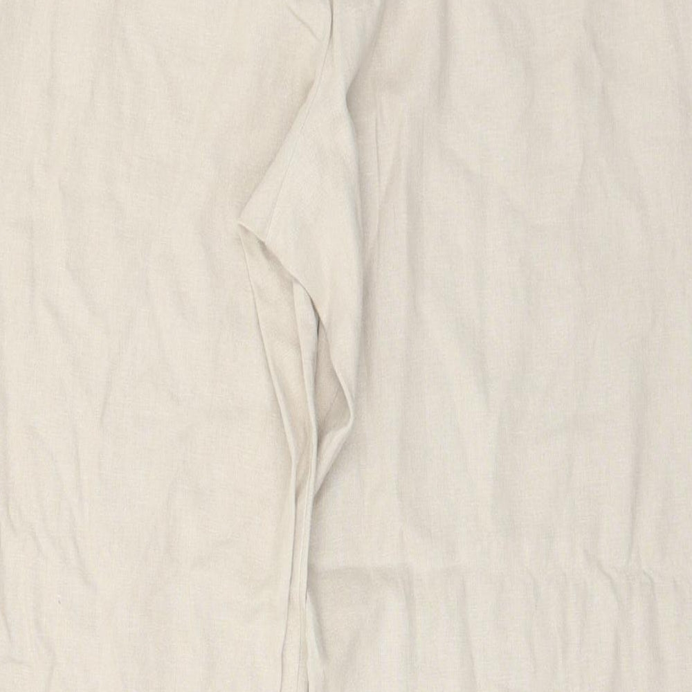 Dorothy Perkins Womens Beige Linen Trousers Size 14 Regular Zip