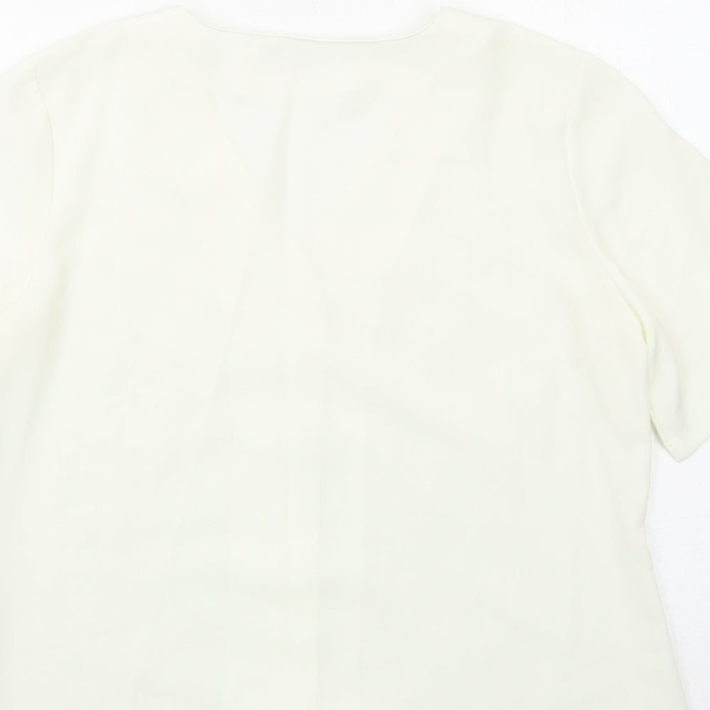 Dorothy Perkins Womens Ivory Polyester Basic Button-Up Size 10 V-Neck