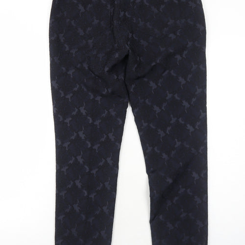 RJR.John Rocha Womens Blue Geometric Polyester Trousers Size 10 Regular Zip