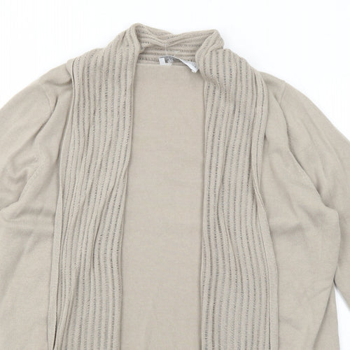 Viento Donna Womens Beige V-Neck Cotton Cardigan Jumper Size 8