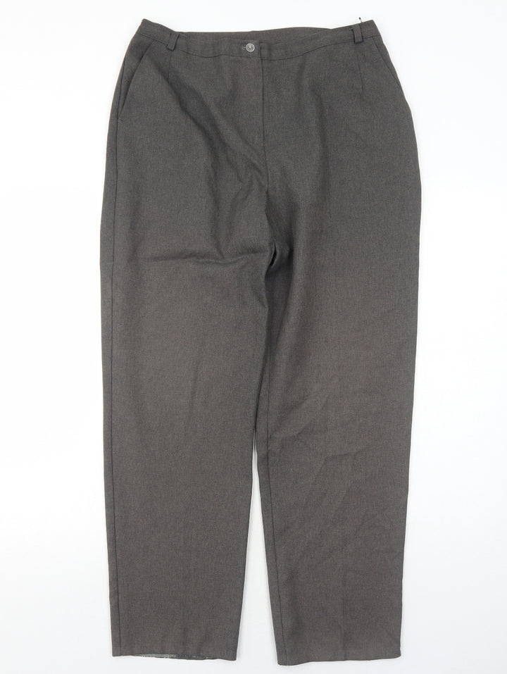 EWM Womens Grey Polyester Trousers Size 16 Regular Zip