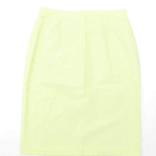 Premium Womens Green Viscose A-Line Skirt Size 16 Zip