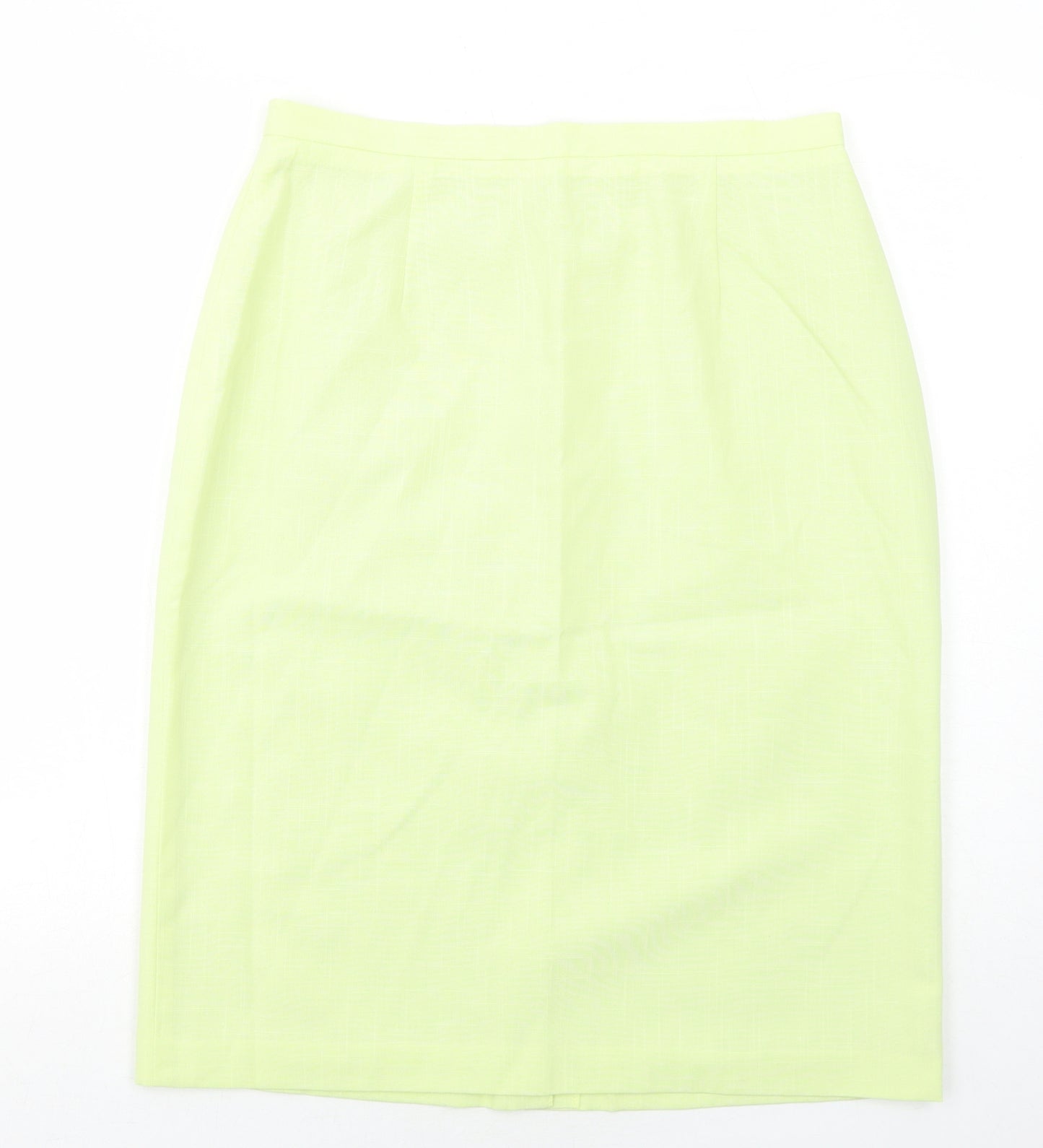 Premium Womens Green Viscose A-Line Skirt Size 16 Zip