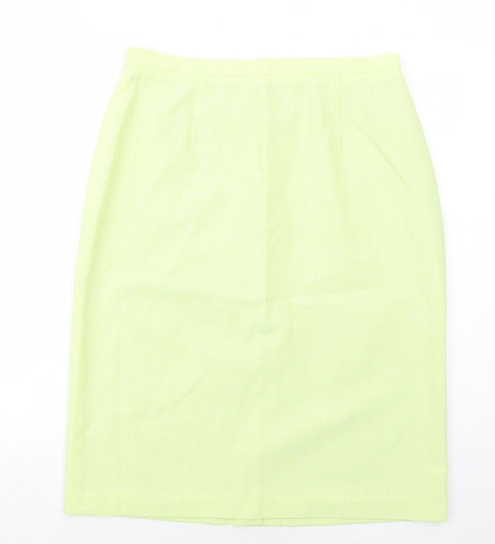 Premium Womens Green Viscose A-Line Skirt Size 16 Zip
