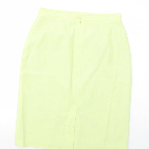 Premium Womens Green Viscose A-Line Skirt Size 16 Zip