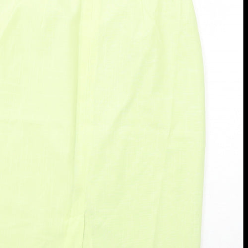 Premium Womens Green Viscose A-Line Skirt Size 16 Zip