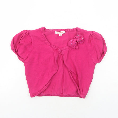 Blue Zoo Girls Pink Round Neck Cotton Shrug Jumper Size 9-10 Years Button