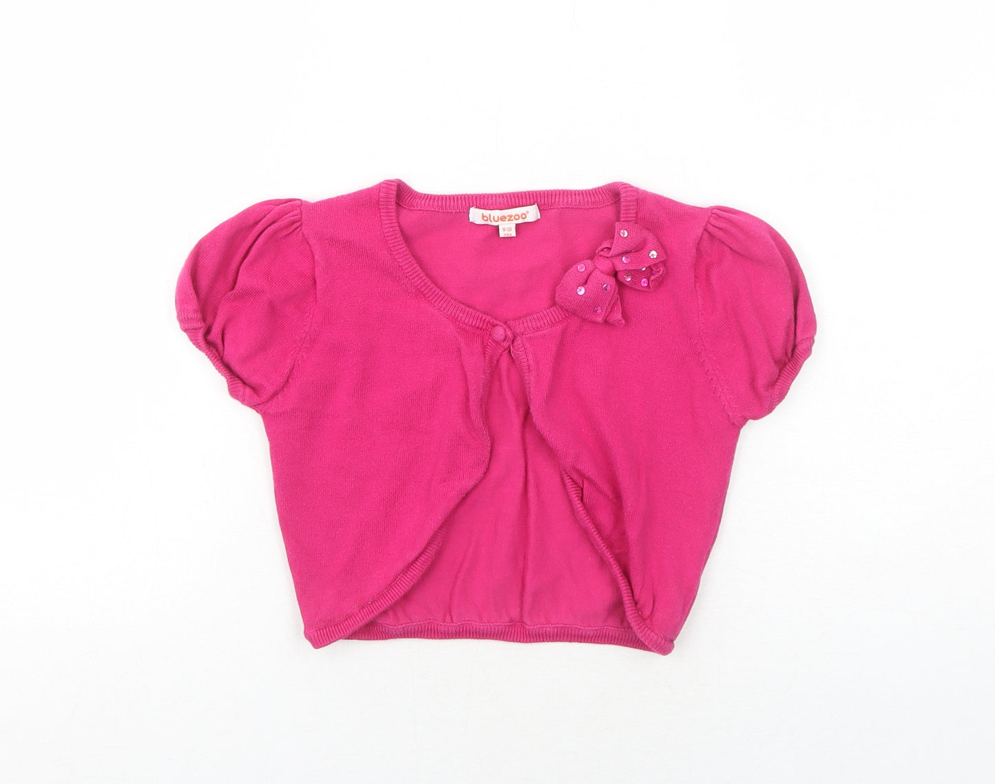 Blue Zoo Girls Pink Round Neck Cotton Shrug Jumper Size 9-10 Years Button