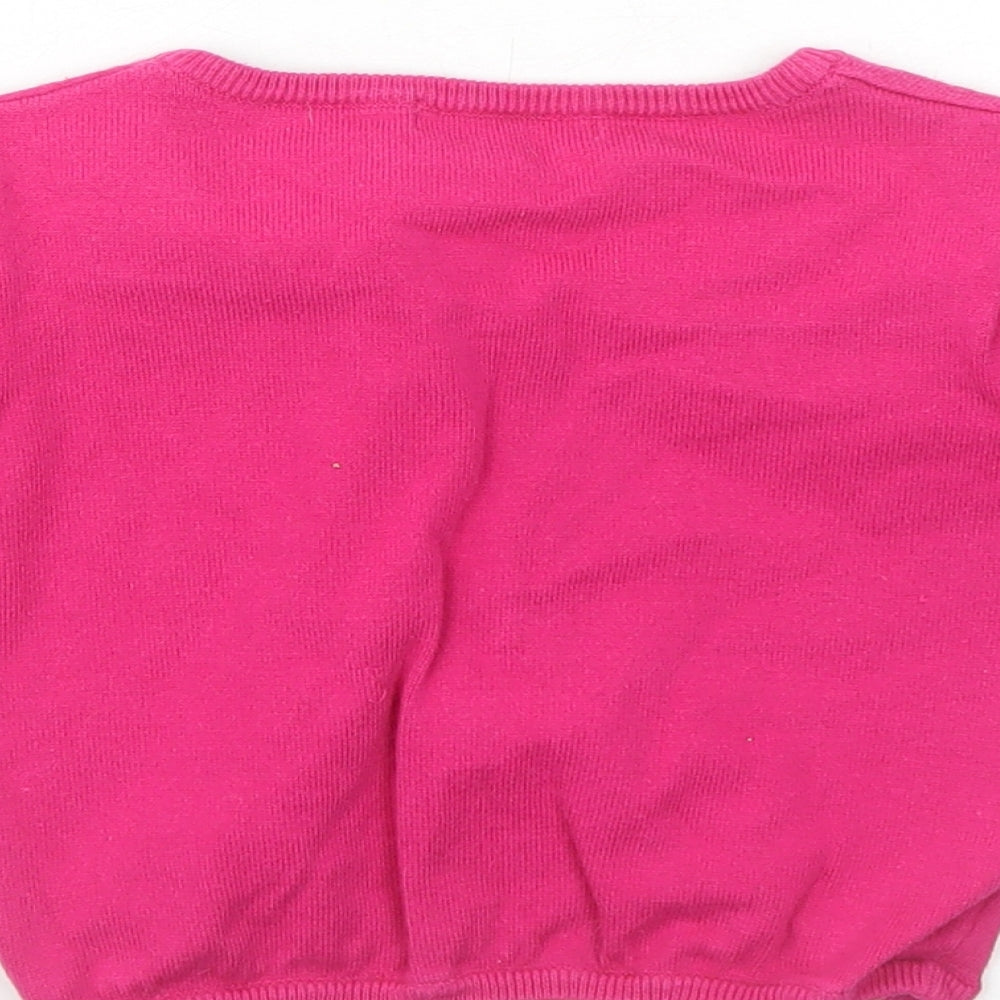Blue Zoo Girls Pink Round Neck Cotton Shrug Jumper Size 9-10 Years Button
