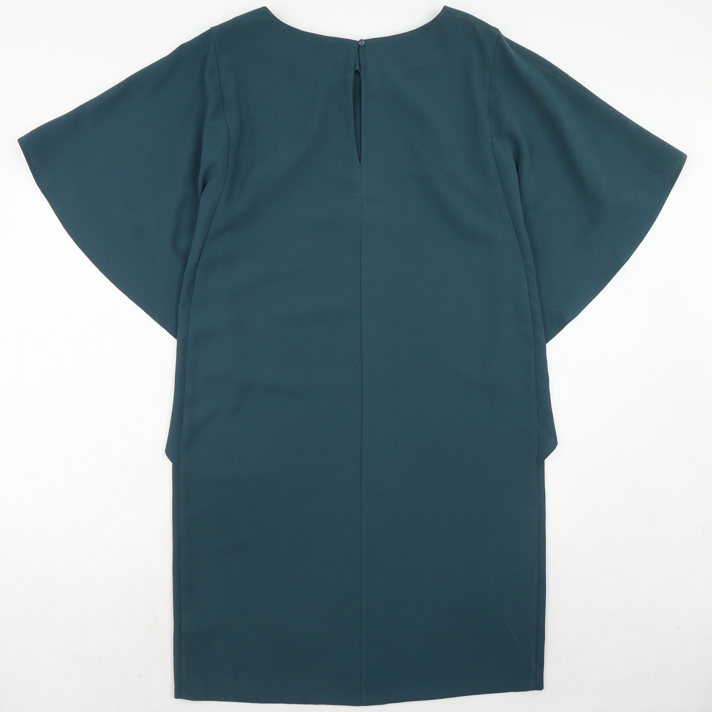 Autograph Womens Green Polyester Shift Size 12 Boat Neck Button - Angel Sleeve