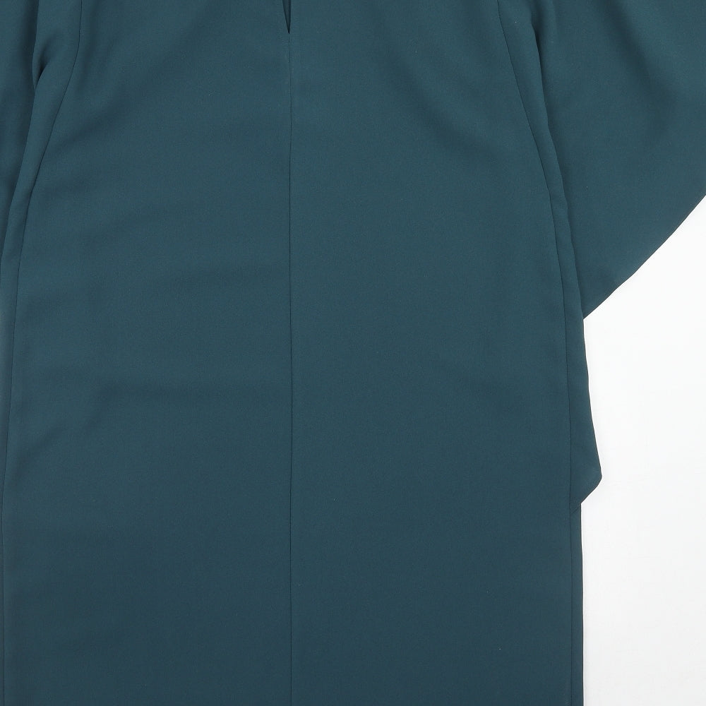 Autograph Womens Green Polyester Shift Size 12 Boat Neck Button - Angel Sleeve