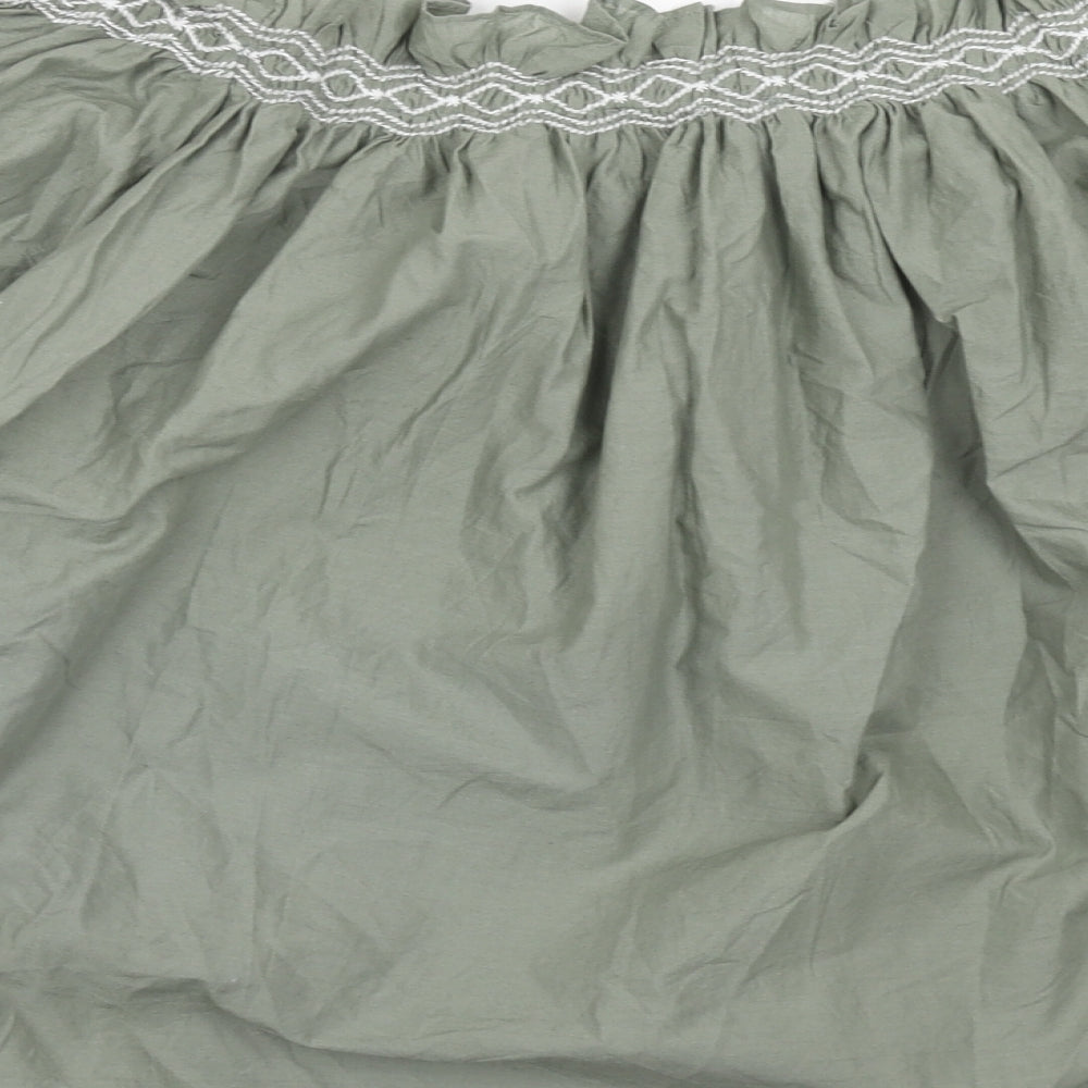 Marks and Spencer Womens Green Cotton Basic Blouse Size 14 Round Neck