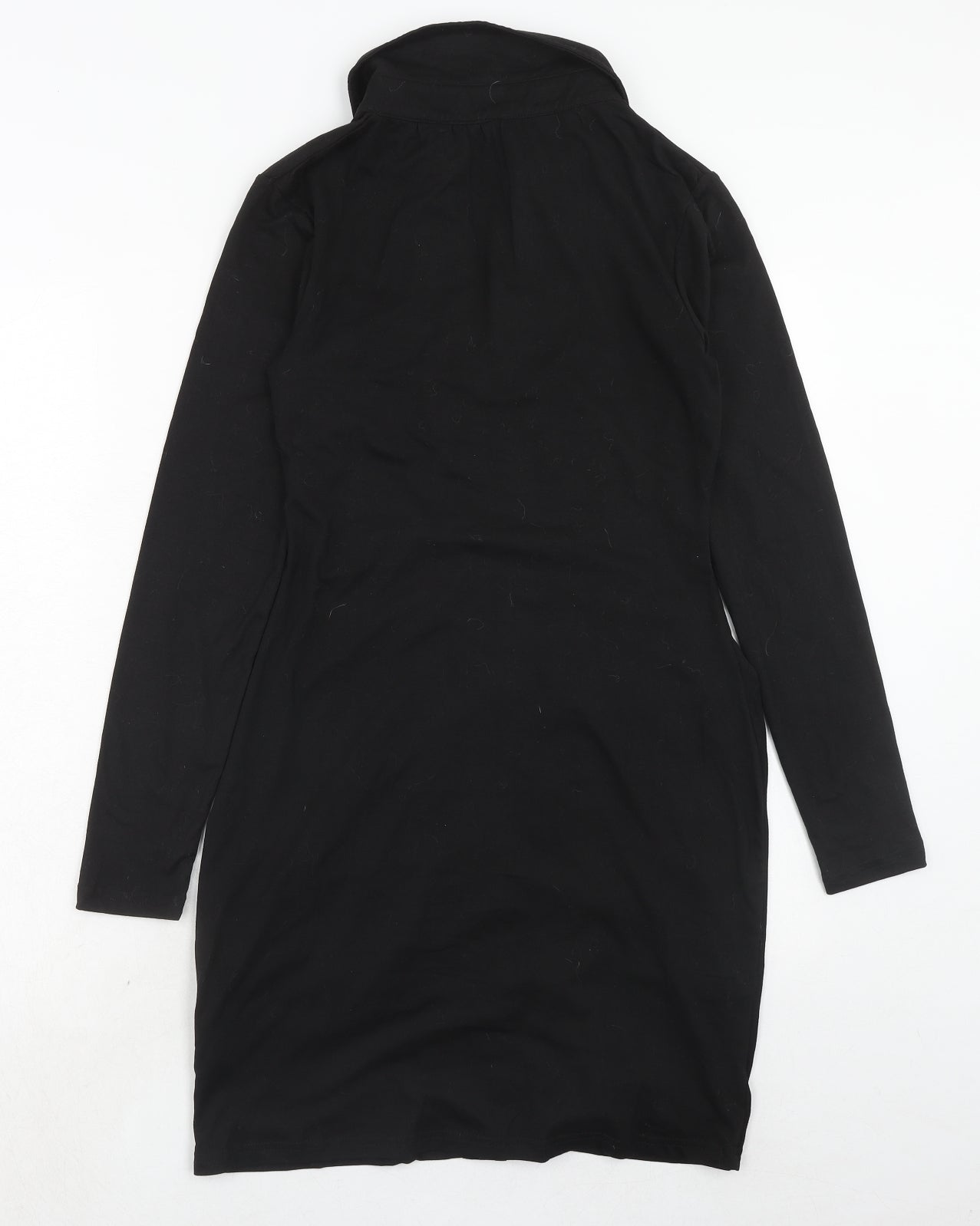 Brave Soul Womens Black Polyester Shirt Dress Size M Collared Button