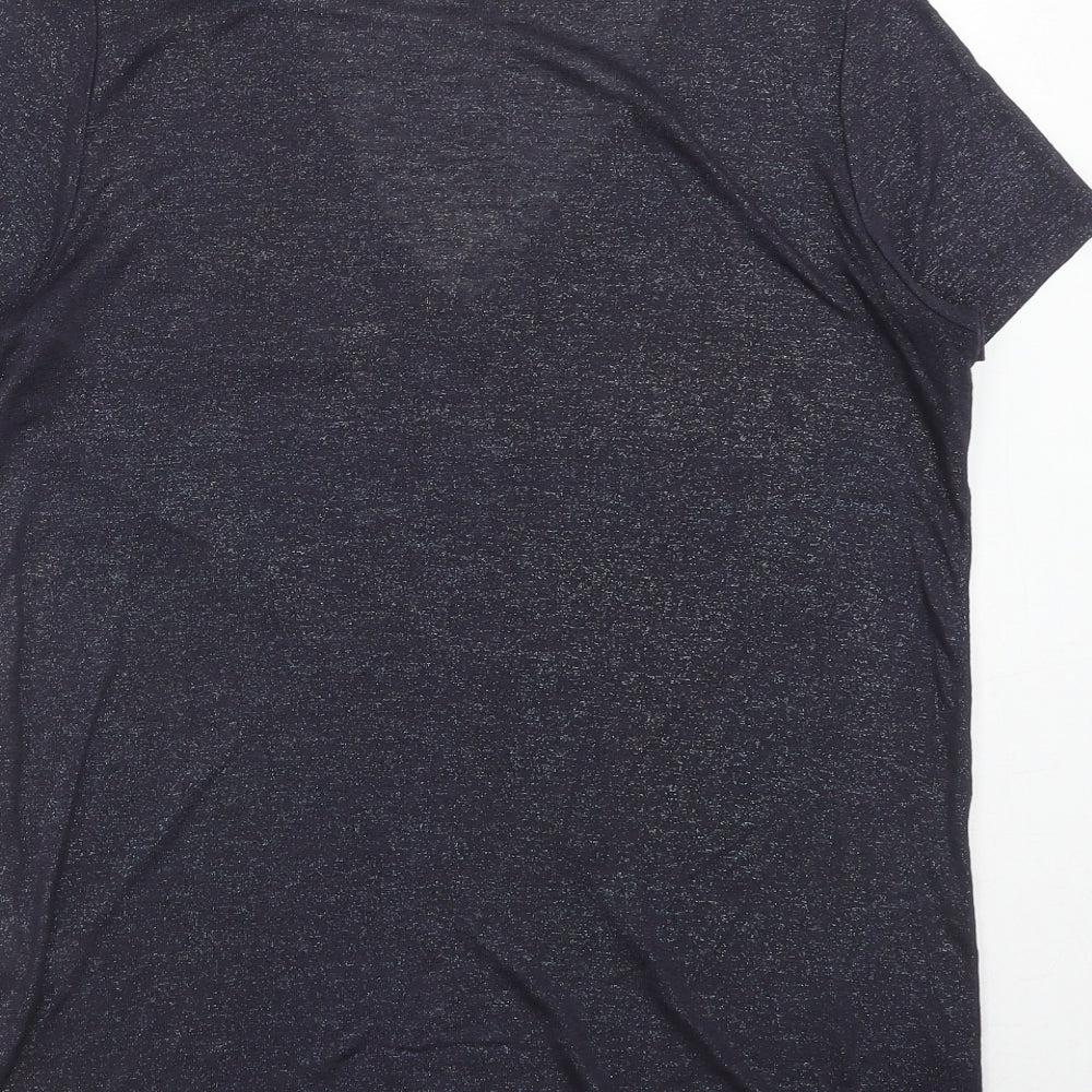 NEXT Womens Blue Geometric Viscose Basic T-Shirt Size 10 V-Neck