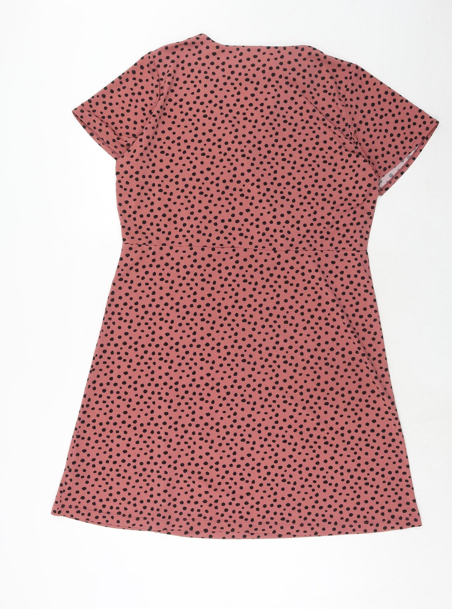 NEXT Womens Pink Animal Print Polyester A-Line Size 18 V-Neck Button - Wrap Front