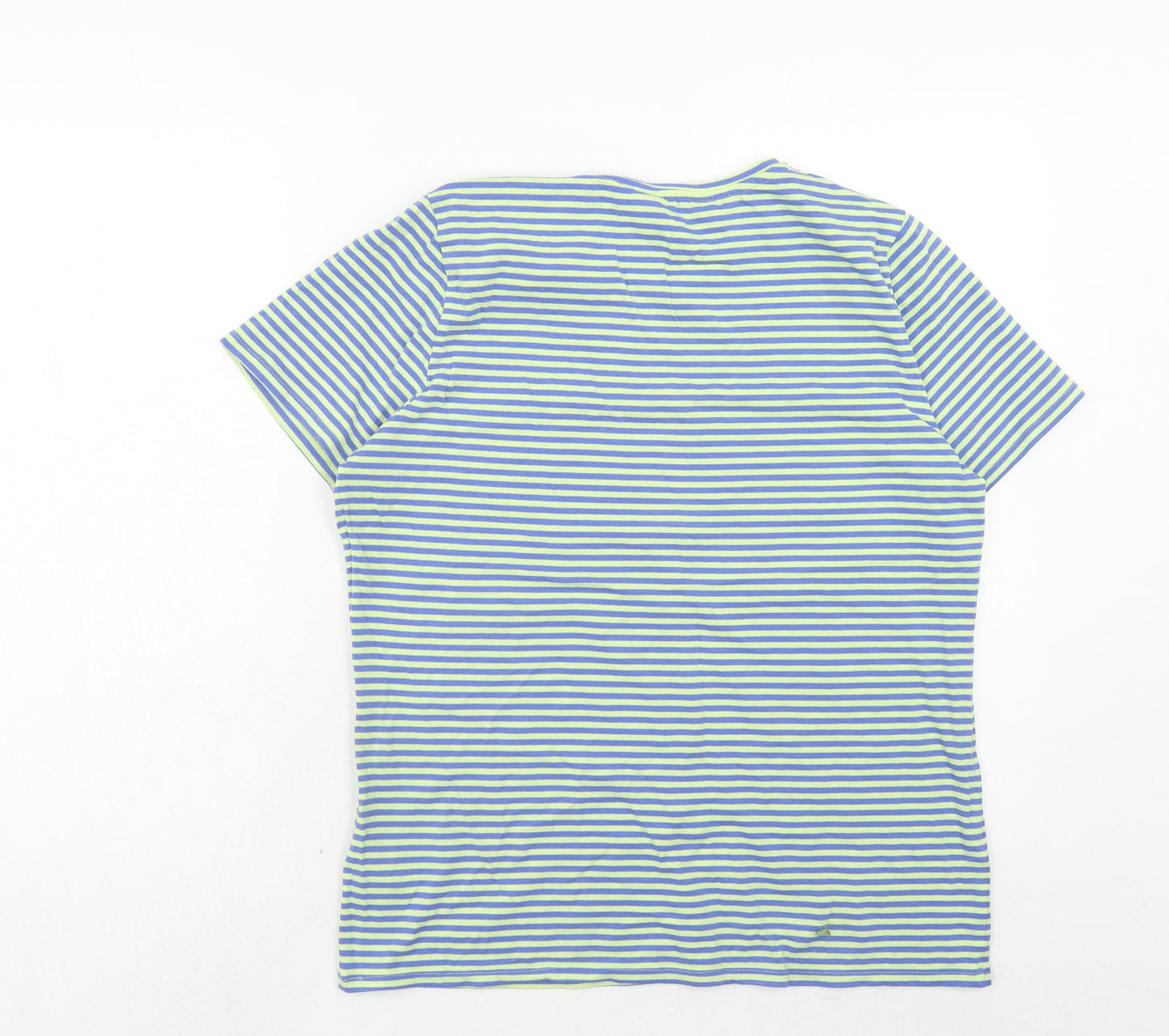 Marks and Spencer Womens Multicoloured Striped Cotton Basic T-Shirt Size 18 Round Neck