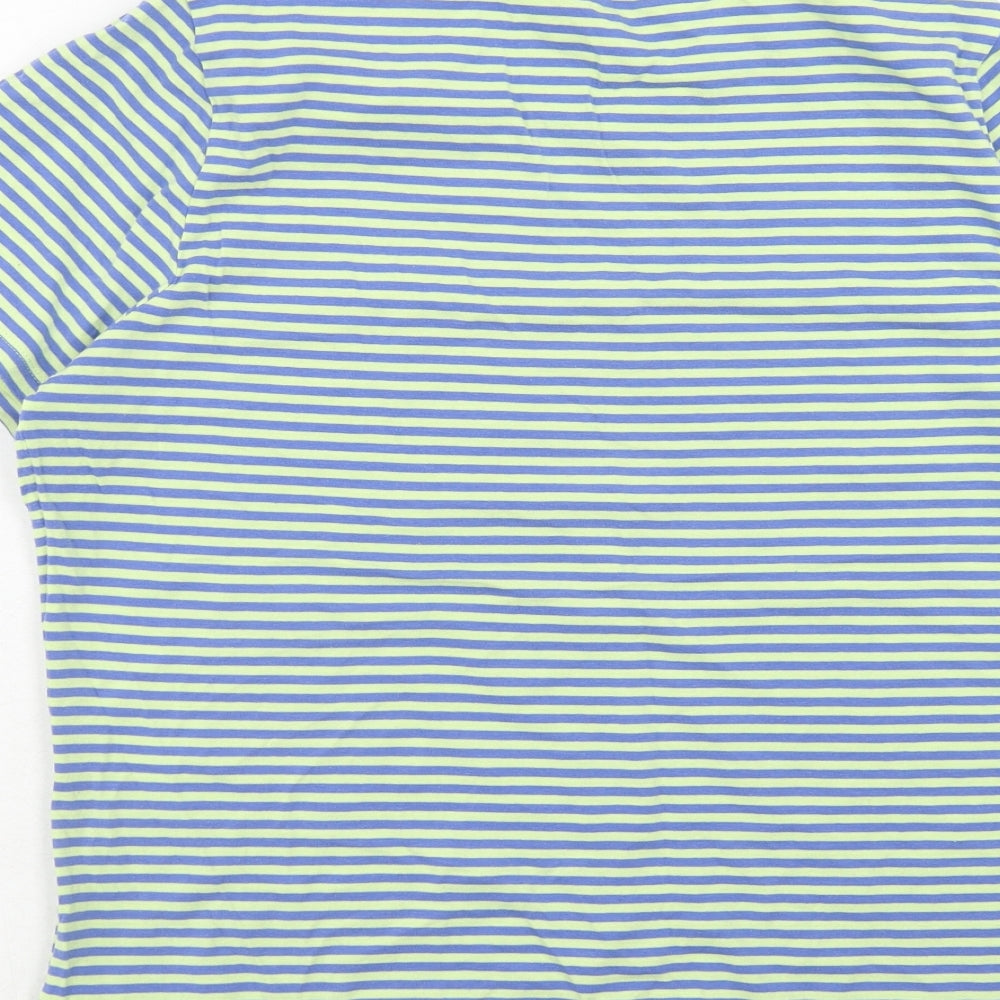 Marks and Spencer Womens Multicoloured Striped Cotton Basic T-Shirt Size 18 Round Neck