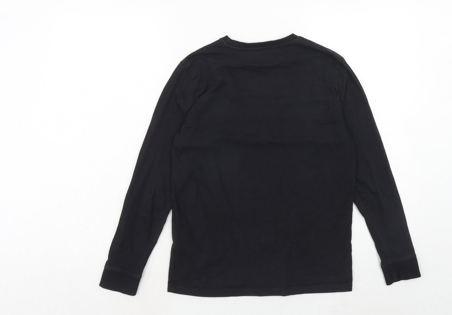 Nexct Boys Black Striped Cotton Pullover T-Shirt Size 12 Years Crew Neck Pullover