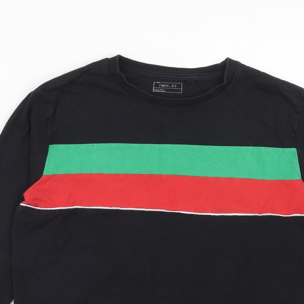 Nexct Boys Black Striped Cotton Pullover T-Shirt Size 12 Years Crew Neck Pullover