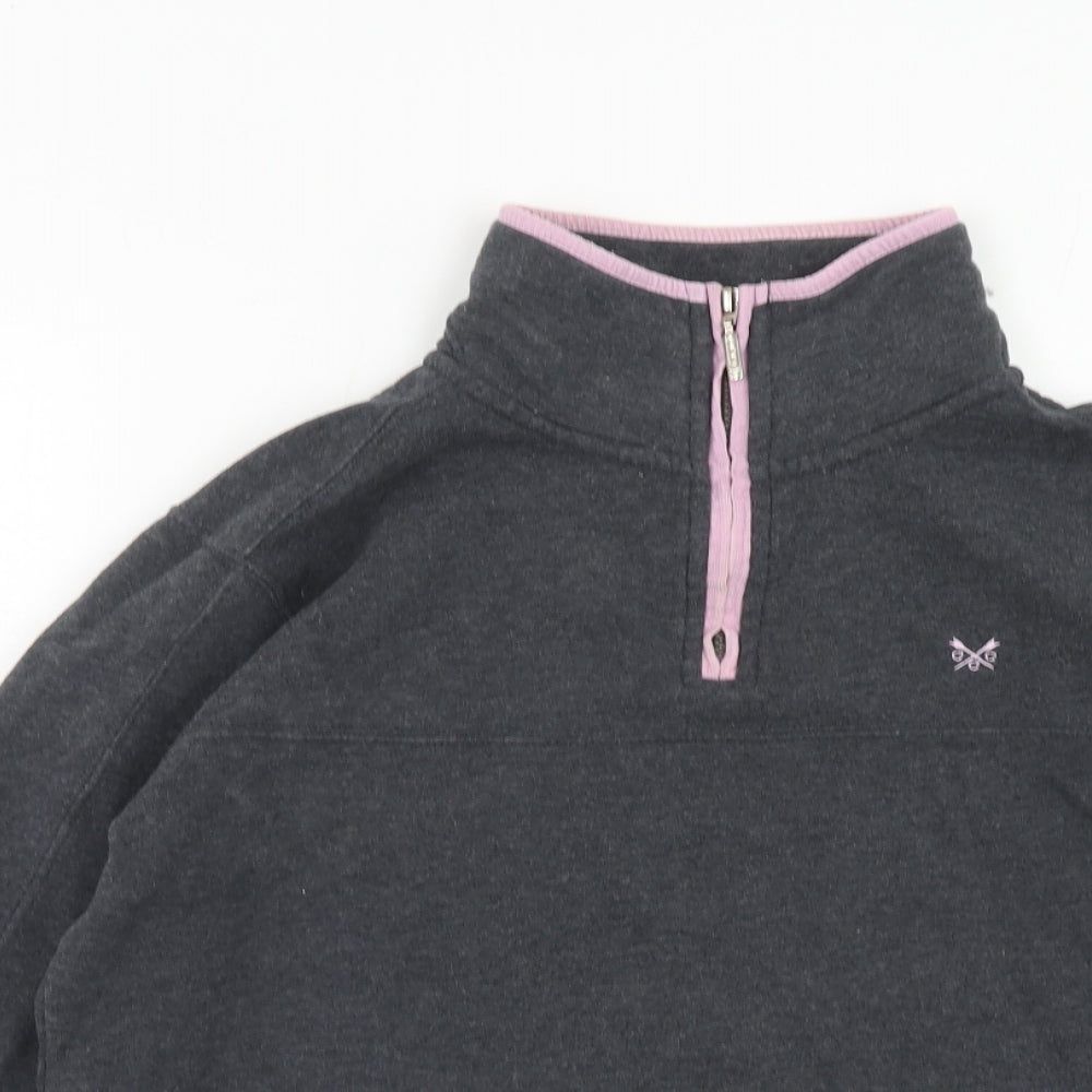 Crew Clothing Womens Grey Cotton Pullover Sweatshirt Size 12 Zip